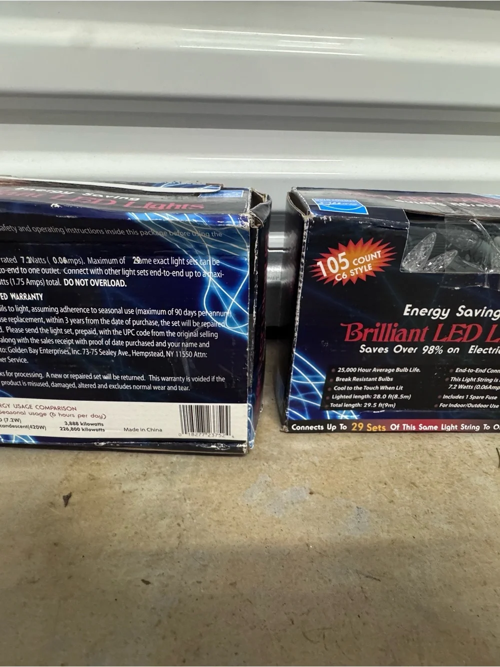 2 sets Brilliant LED Light String 105-Count C6 Style - White